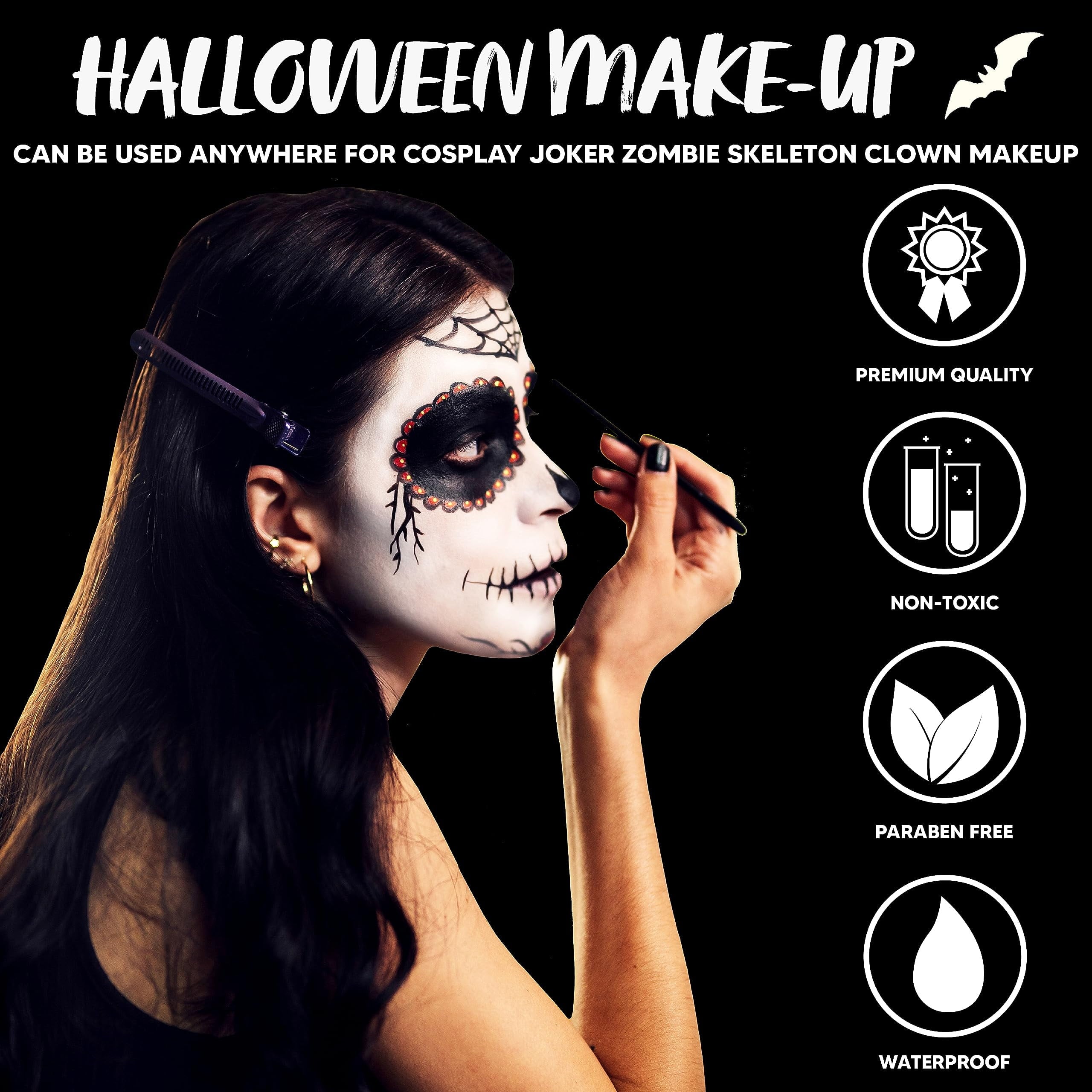 18 Pcs Halloween Makeup Kit,Halloween Family Makeup Set Face Painting Kit with Liquid Blood Gel,Fake Blood and More for Zombie Vampire Cosplay for Adult Kids