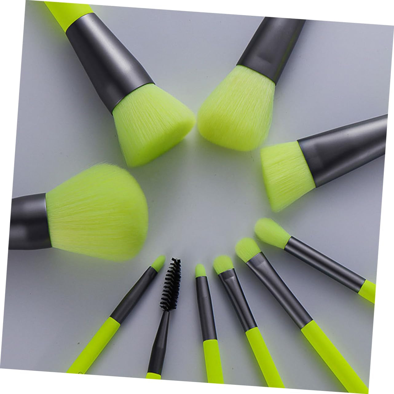 10Pcs Colorful Makeup Brush Tool Women Girls Soft Artificial Fiber Brushes Versatile Cosmetics Kit Vibrant Green for Daily