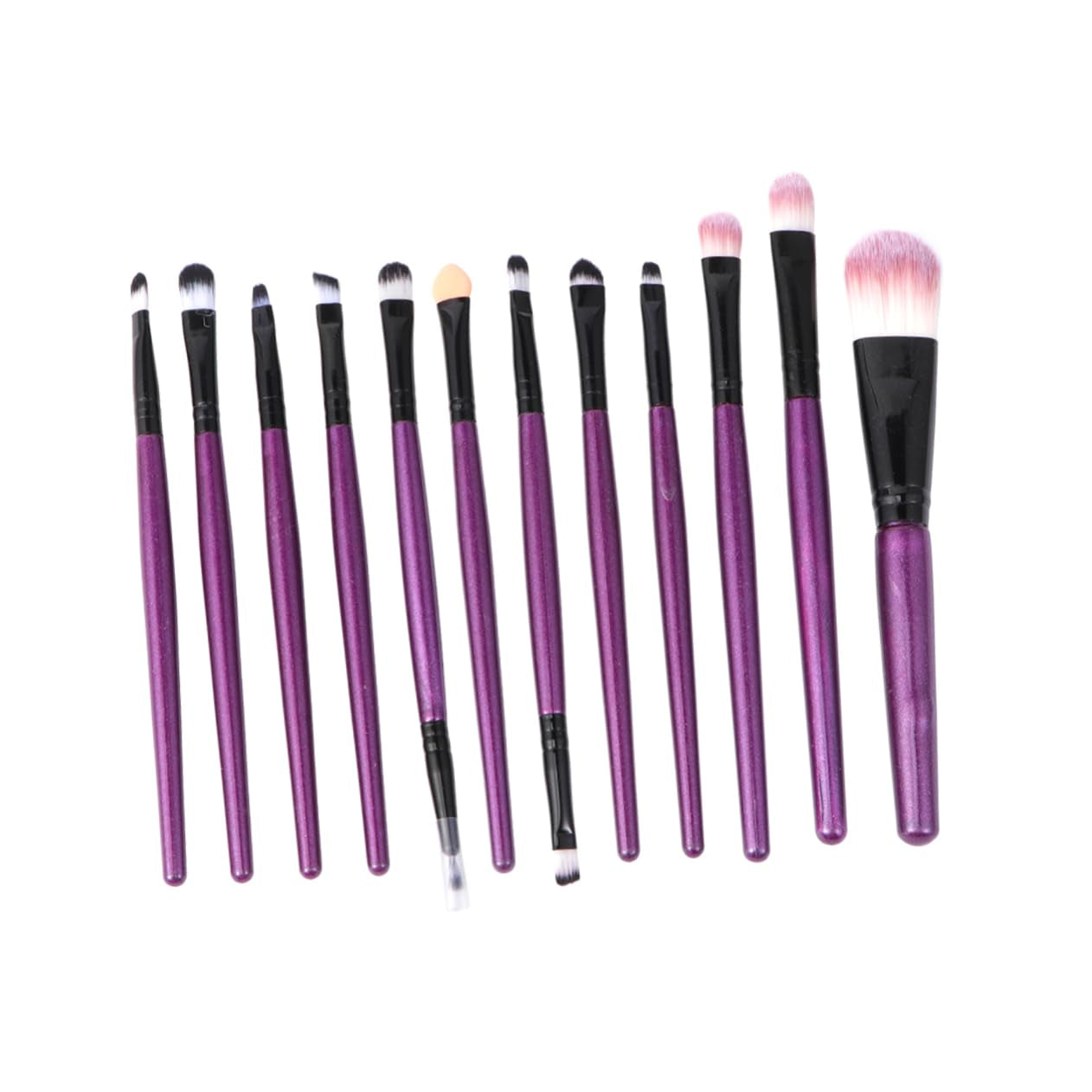 12Pcs Makeup Brush Wooden Handle Angled Blush Brush and Case Professional Cosmetics Kit for Women