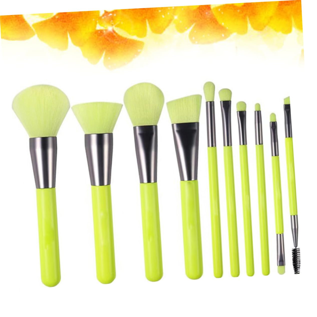 10Pcs Colorful Makeup Brush Tool Women Girls Soft Artificial Fiber Brushes Versatile Cosmetics Kit Vibrant Green for Daily